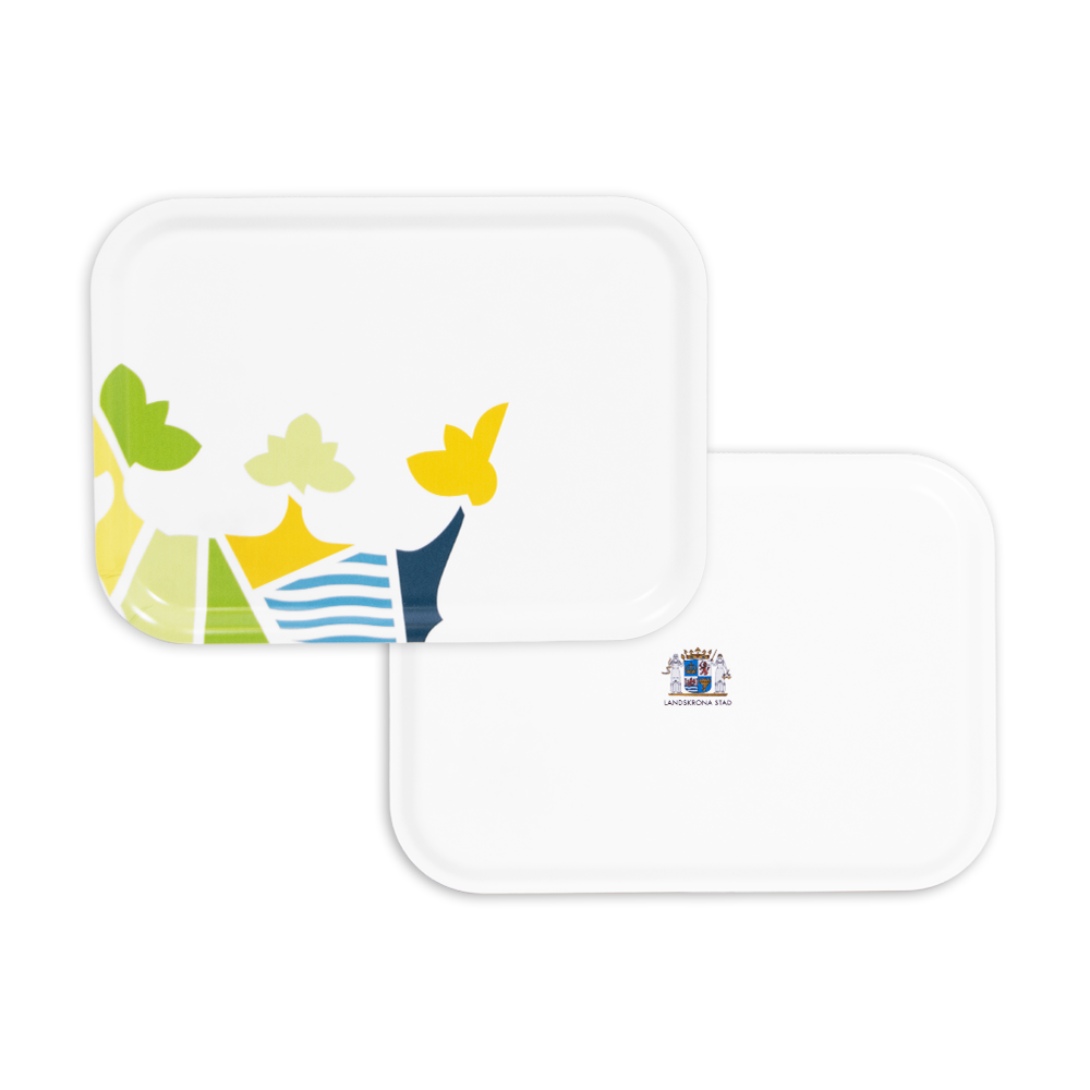 Bricka vit med logga 27x20 cm