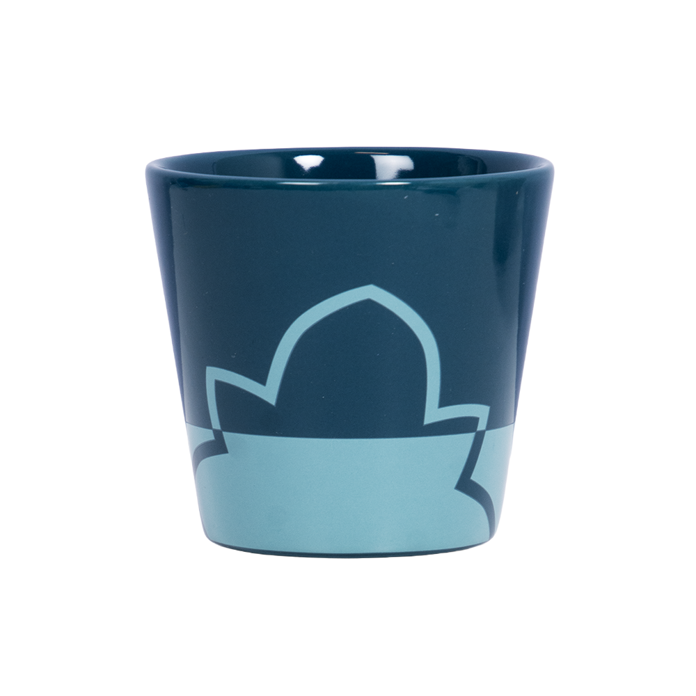 Blå mugg med nytt mönster